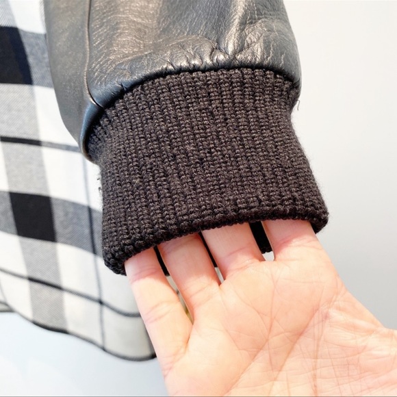 SANDRO Paris plaid wool coat with leather arms - Picture 6 of 15